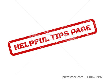 Distressed red rectangular stamp with the message Helpful Tips Page for a website or document section Distressed red rectangular stamp with the message Helpful Tips Page for a website or document section 140629997