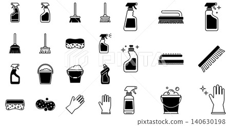 Essential household cleaning tools and sanitation supplies for domestic and commercial use Essential household cleaning tools and sanitation supplies for domestic and commercial use 140630198