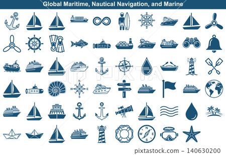 Extensive collection of global maritime, nautical navigation, and ocean marine symbols and elements Extensive collection of global maritime, nautical navigation, and ocean marine symbols and elements 140630200
