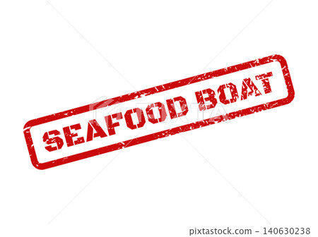 Grungy red ink rubber stamp mark with the words Seafood Boat for maritime business projects Grungy red ink rubber stamp mark with the words Seafood Boat for maritime business projects 140630238
