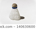 White plastic badminton shuttlecock on a plain white background 140630600
