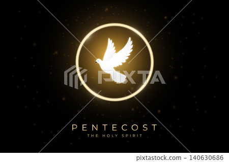 pentecost holy spirit dove golden frame vector illustration. pentecost holy spirit dove golden frame vector illustration. 140630686