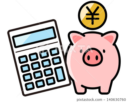 Cute piggy bank and yen coin Cute piggy bank and yen coin 140630760