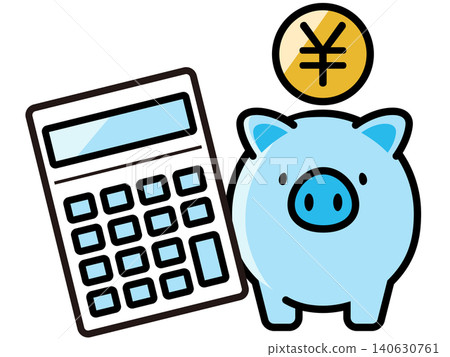 Cute piggy bank and yen coin 140630761