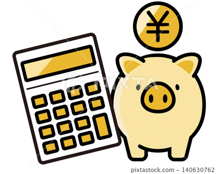 Cute piggy bank and yen coin Cute piggy bank and yen coin 140630762