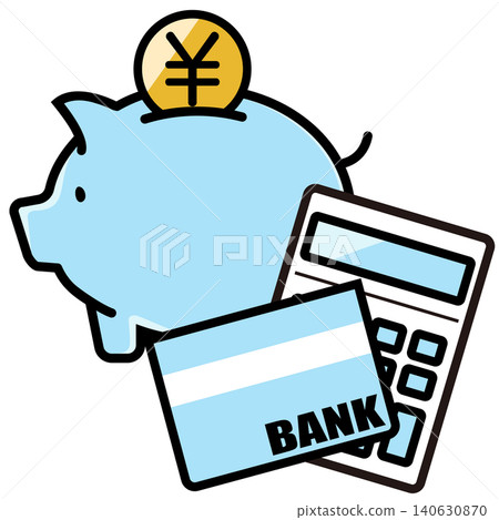 Cute piggy bank and yen coin Cute piggy bank and yen coin 140630870