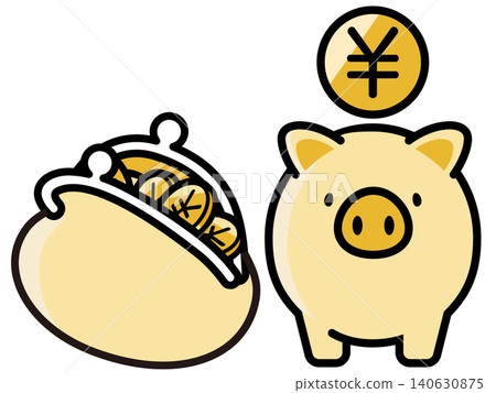 Cute piggy bank and yen coin Cute piggy bank and yen coin 140630875