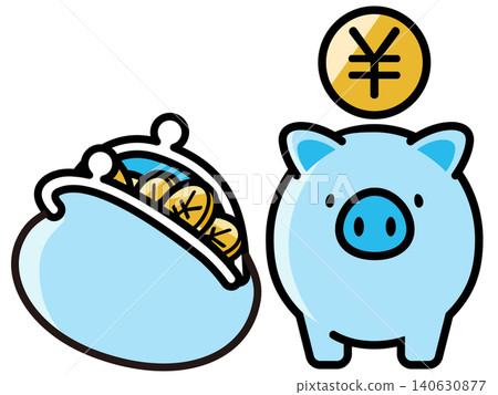Cute piggy bank and yen coin Cute piggy bank and yen coin 140630877