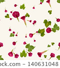 Seamless pattern of pressed pink morning glories on a cream background. 140631048
