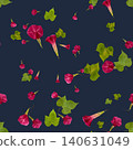 Seamless pattern of pressed pink morning glories on a navy background. 140631049