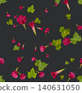 Seamless pattern of pressed pink morning glories on a charcoal background. 140631050