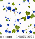 Seamless pattern of pressed blue morning glories on a white background 140631051