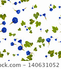 Dense seamless pattern of pressed blue morning glories on a white background 140631052