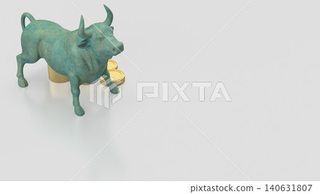Bull Market Wealth Concept With Coins On White Background 3d render. Bull Market Wealth Concept With Coins On White Background 3d render. 140631807