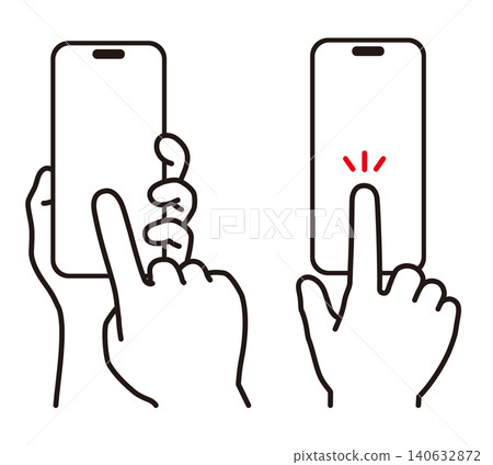 Illustration of a hand touching a smartphone Illustration of a hand touching a smartphone 140632872