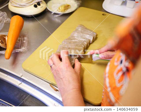 Preparing oden: Konjac (a type of jelly made from konjac root) Preparing oden: Konjac (a type of jelly made from konjac root) 140634059