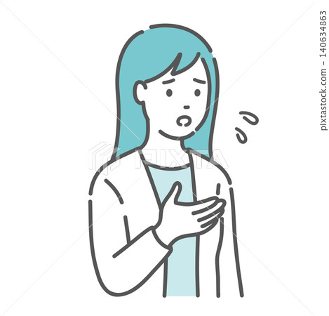 一幅描繪一位表情憂慮、手舞足蹈的女子說話的插圖。 一幅描繪一位表情憂慮、手舞足蹈的女子說話的插圖。 140634863