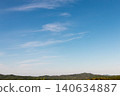 A landscape of blue sky, flowing clouds, and mountain ranges (copy space/background material) 140634887