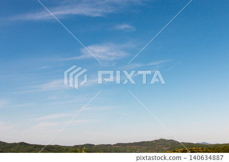 A landscape of blue sky, flowing clouds, and mountain ranges (copy space/background material) A landscape of blue sky, flowing clouds, and mountain ranges (copy space/background material) 140634887