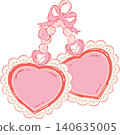 Heart locket necklace with bow for valentines day and mothers day in cute cartoon flat illustration 140635005