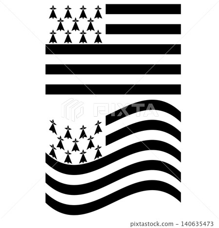 Flag of Brittany - French region. Vector of nice Brittany flag. Waving flag of Brittany. flat style. 140635473