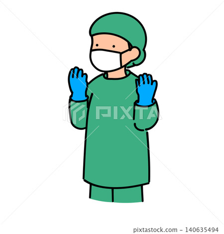 Doctor in surgical scrubs in the operating room (color) Doctor in surgical scrubs in the operating room (color) 140635494