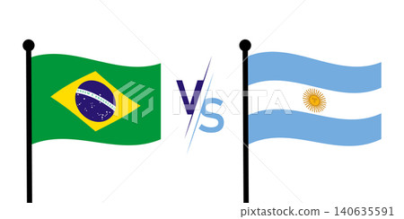 Brazil vs Argentina Flags on Poles Football Rivalry Concept and National Symbols Brazil vs Argentina Flags on Poles Football Rivalry Concept and National Symbols 140635591