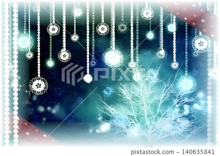 Game background: Christmas card style background with diamond decorations, pearls, and snow. Game background: Christmas card style background with diamond decorations, pearls, and snow. 140635841