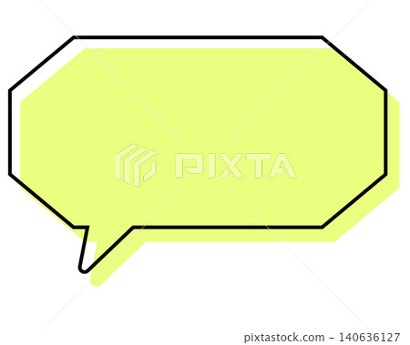 A simple, misaligned speech bubble in a long, octagonal shape A simple, misaligned speech bubble in a long, octagonal shape 140636127