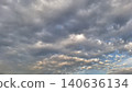 Overcast sky with grey storm clouds and sunset light 140636134