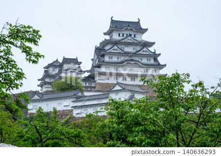 姬路城外觀，姬路城位於兵庫縣姬路市，是世界遺產。 140636293
