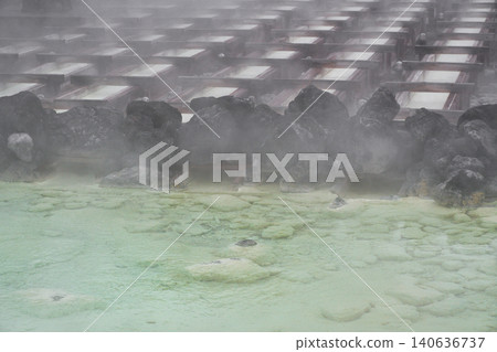 Kusatsu Onsen: Yubatake (hot spring field) with rising steam (Kusatsu Town, Agatsuma District, Gunma Prefecture) Kusatsu Onsen: Yubatake (hot spring field) with rising steam (Kusatsu Town, Agatsuma District, Gunma Prefecture) 140636737
