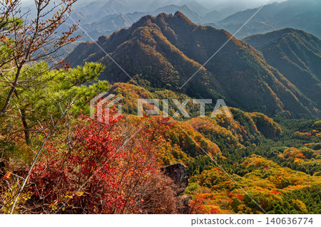 Autumn foliage in western Joshu - Yotsumatayama as seen from Shikadake Ichinodake Autumn foliage in western Joshu - Yotsumatayama as seen from Shikadake Ichinodake 140636774