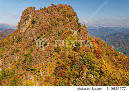 Autumn foliage in western Joshu - Mount Ninodake as seen from Mount Ichinodake Autumn foliage in western Joshu - Mount Ninodake as seen from Mount Ichinodake 140636777
