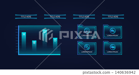 Set of HUD elements. Dashboard display virtual reality technology screen. Futuristic user interface Set of HUD elements. Dashboard display virtual reality technology screen. Futuristic user interface 140636942