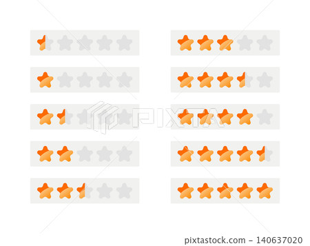 Yellow star rating icon set from 0.1 to 5 Yellow star rating icon set from 0.1 to 5 140637020
