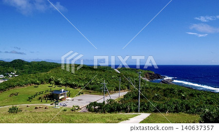 The view of the sea and hills from Nishizaki Observatory on Yonaguni Island, Okinawa Prefecture. The view of the sea and hills from Nishizaki Observatory on Yonaguni Island, Okinawa Prefecture. 140637357