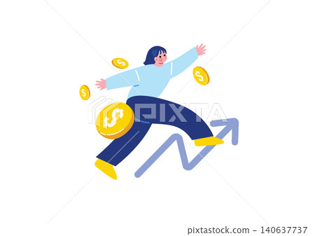 Illustration of a woman earning money Illustration of a woman earning money 140637737