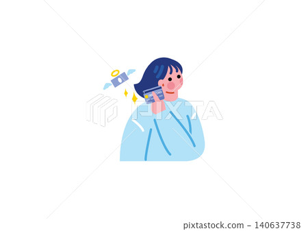 使用信用卡的婦女的例證 140637738