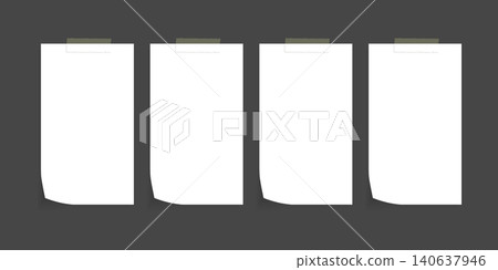 Blank curled paper sheet with realistic adhesive tape Blank curled paper sheet with realistic adhesive tape 140637946
