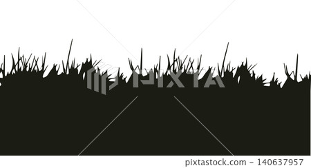 Flat illustration of bush. Black grass silhouette. Cartoon lines of plants and shrubs for boarding and framing Flat illustration of bush. Black grass silhouette. Cartoon lines of plants and shrubs for boarding and framing 140637957