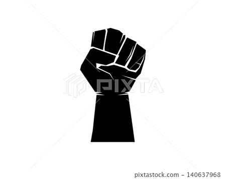 Raised fist vector icon for protest, freedom, and strength. Symbol of power, success, achievement, and revolution 140637968