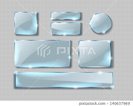 Realistic glass plates. Collection of interior elements for bathroom and room. Set of mirrors for boutique, texture for website Realistic glass plates. Collection of interior elements for bathroom and room. Set of mirrors for boutique, texture for website 140637969