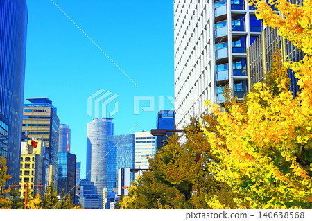 View of Sakuradori Ginkgo Tree Avenue and skyscrapers in front of Nagoya Station, Nagoya City, Aichi Prefecture View of Sakuradori Ginkgo Tree Avenue and skyscrapers in front of Nagoya Station, Nagoya City, Aichi Prefecture 140638568
