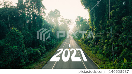 2027 New Beginning on an Empty Road through Tropical Forest 140638987
