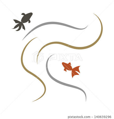 Flowing water and a silhouette of a goldfish viewed from above | Japanese modern illustration Flowing water and a silhouette of a goldfish viewed from above | Japanese modern illustration 140639296