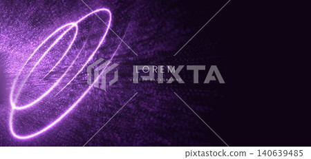 Abstract Purple Neon Light Trail Particle Background with Futuristic Glowing Energy Effect. Abstract Purple Neon Light Trail Particle Background with Futuristic Glowing Energy Effect. 140639485