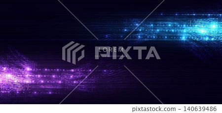 Futuristic abstract background featuring flowing blue and purple digital waves. 140639486