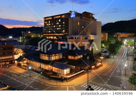 [Ehime Prefecture] Night view of the renovated Dogo Onsen Main Building 140639596