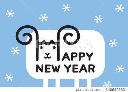 Text art: Happy New Year, Sheep, Snow Text art: Happy New Year, Sheep, Snow 140639832